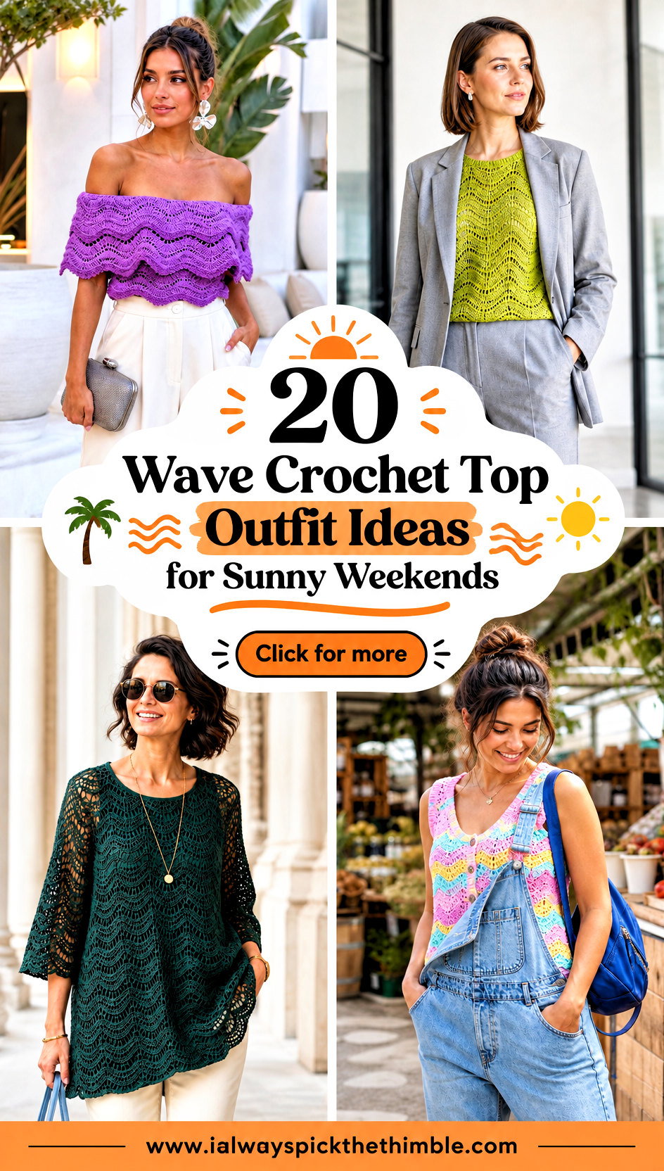 20 Wave Crochet Top Outfit Ideas for Sunny Weekends - 20 Wave Crochet Top Outfit Ideas for Sunny Weekends