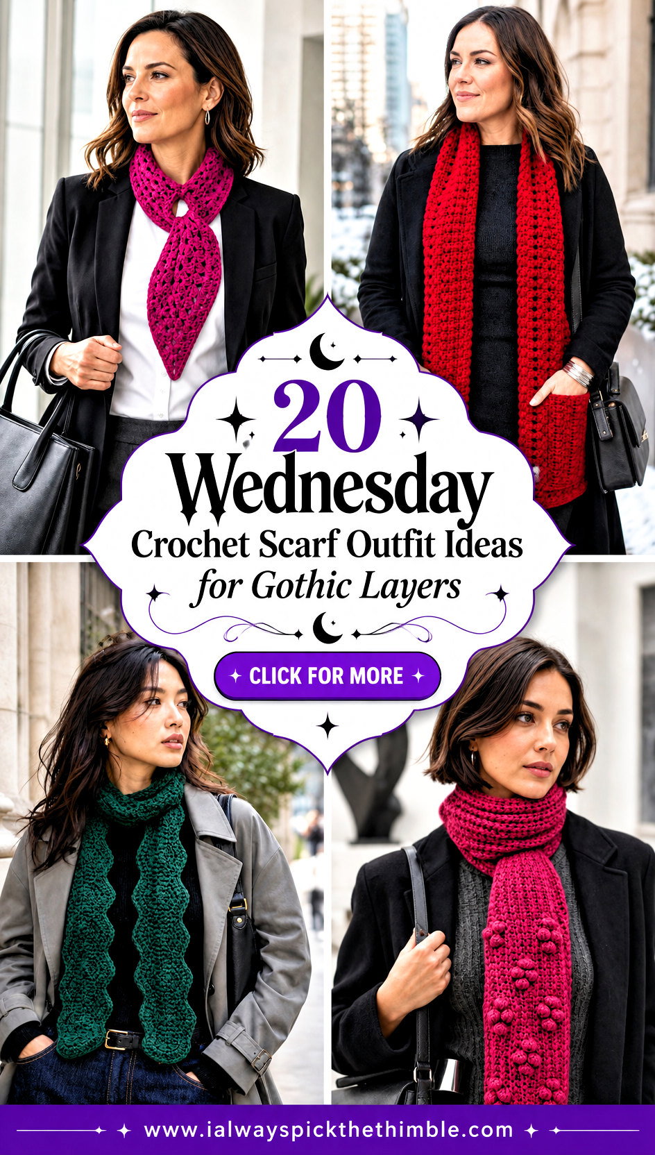 20 Wednesday Crochet Scarf Outfit Ideas for Gothic Layers - 20 Wednesday Crochet Scarf Outfit Ideas for Gothic Layers