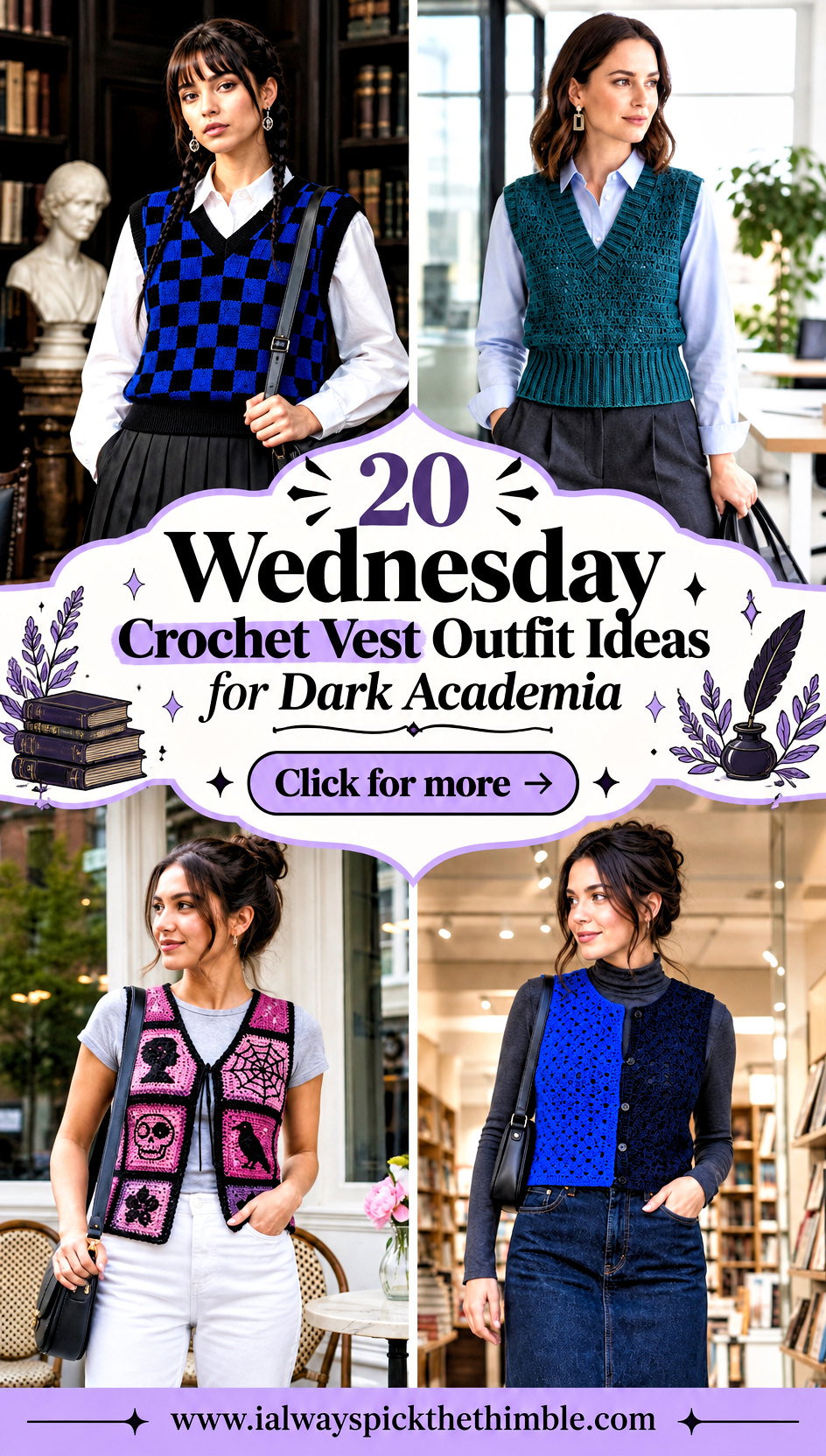 20 Wednesday Crochet Vest Outfit Ideas for Dark Academia - 20 Wednesday Crochet Vest Outfit Ideas for Dark Academia