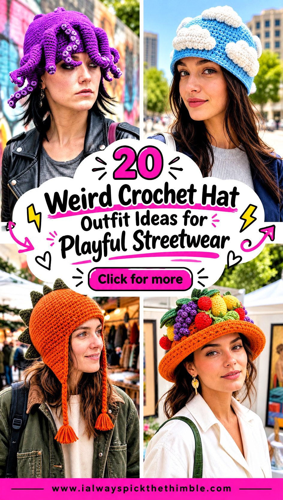 20 Weird Crochet Hat Outfit Ideas for Playful Streetwear - 20 Weird Crochet Hat Outfit Ideas for Playful Streetwear