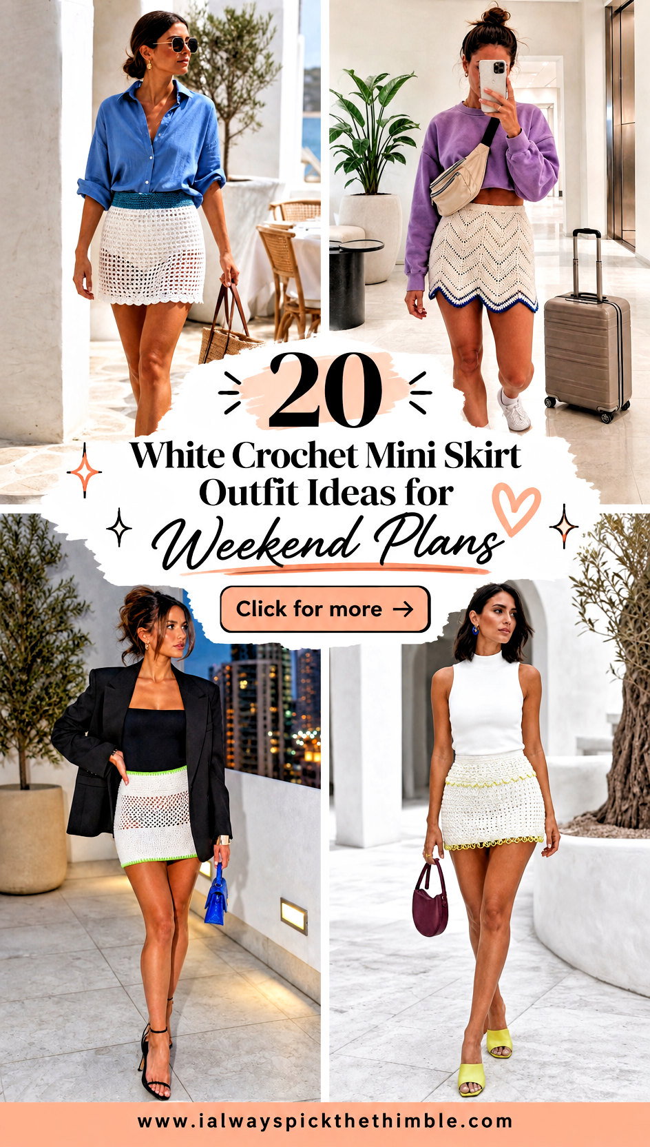 20 White Crochet Mini Skirt Outfit Ideas for Weekend Plans - 20 White Crochet Mini Skirt Outfit Ideas for Weekend Plans