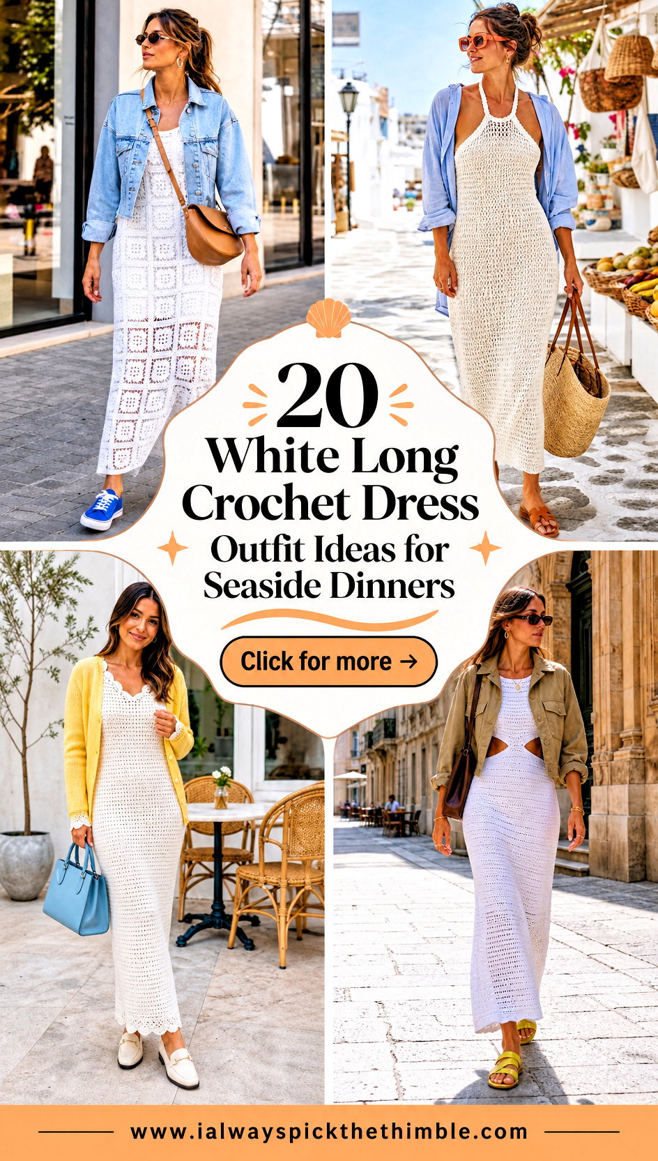 20 White Long Crochet Dress Outfit Ideas for Seaside Dinners - 20 White Long Crochet Dress Outfit Ideas for Seaside Dinners