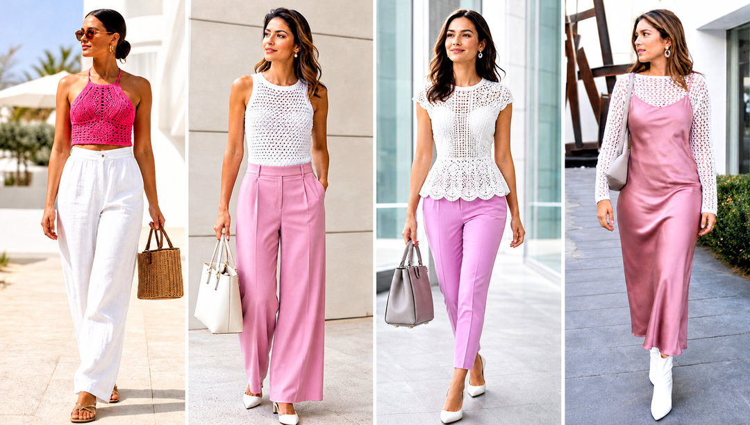 20 White and Pink Crochet Top Outfit Ideas for Soft Style