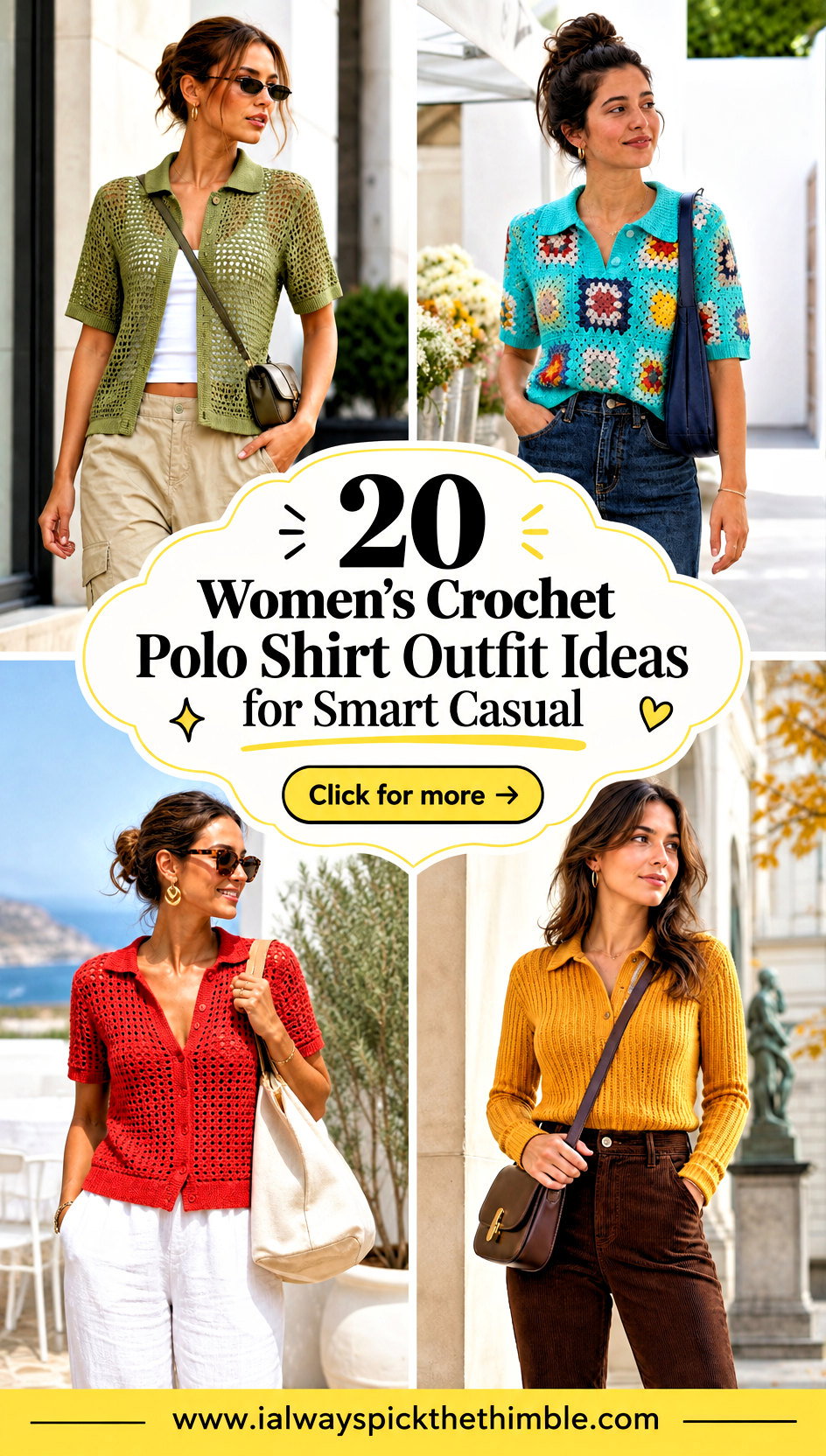 20 Womens Crochet Polo Shirt Outfit Ideas for Smart Casual - 20 Women’s Crochet Polo Shirt Outfit Ideas for Smart Casual