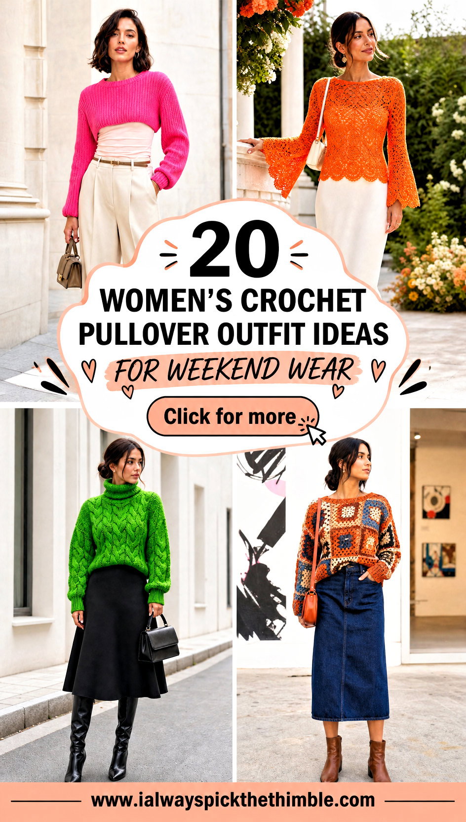 20 Womens Crochet Pullover Outfit Ideas for Weekend Wear - 20 Women’s Crochet Pullover Outfit Ideas for Weekend Wear