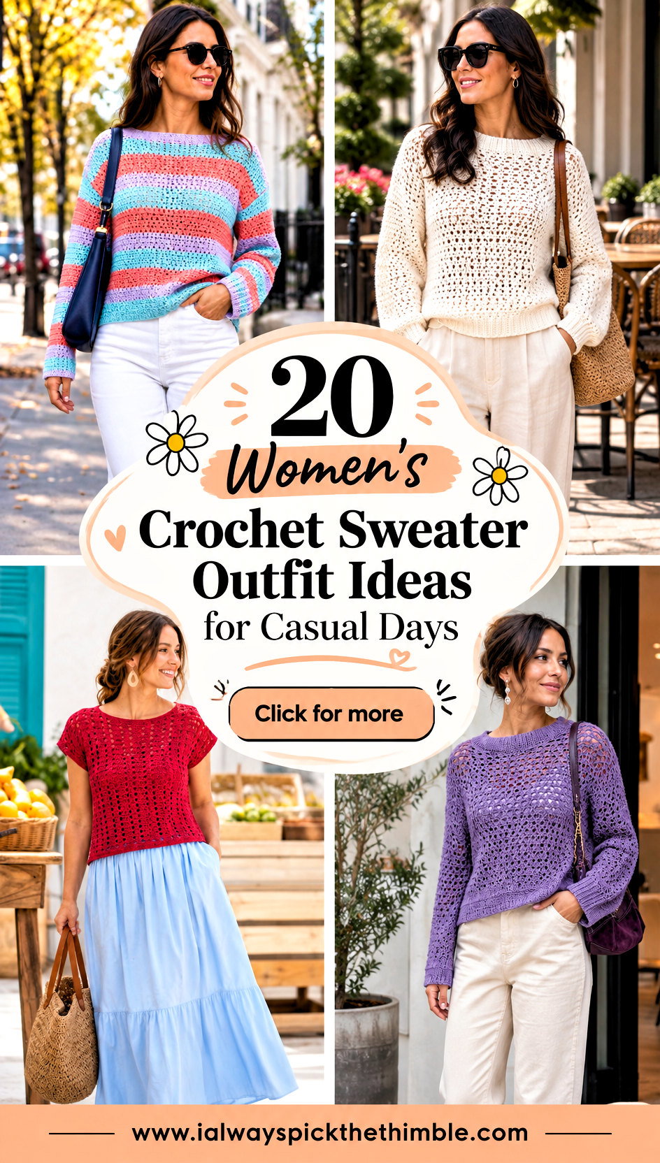 20 Womens Crochet Sweater Outfit Ideas for Casual Days - 20 Women’s Crochet Sweater Outfit Ideas for Casual Days