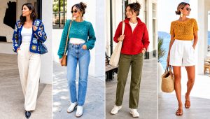 20 Women’s Crochet Sweater Outfit Ideas for Casual Days