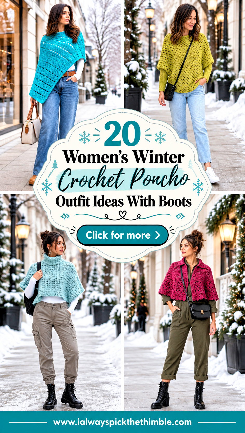 20 Womens Winter Crochet Poncho Outfit Ideas With Boots - 20 Women’s Winter Crochet Poncho Outfit Ideas With Boots