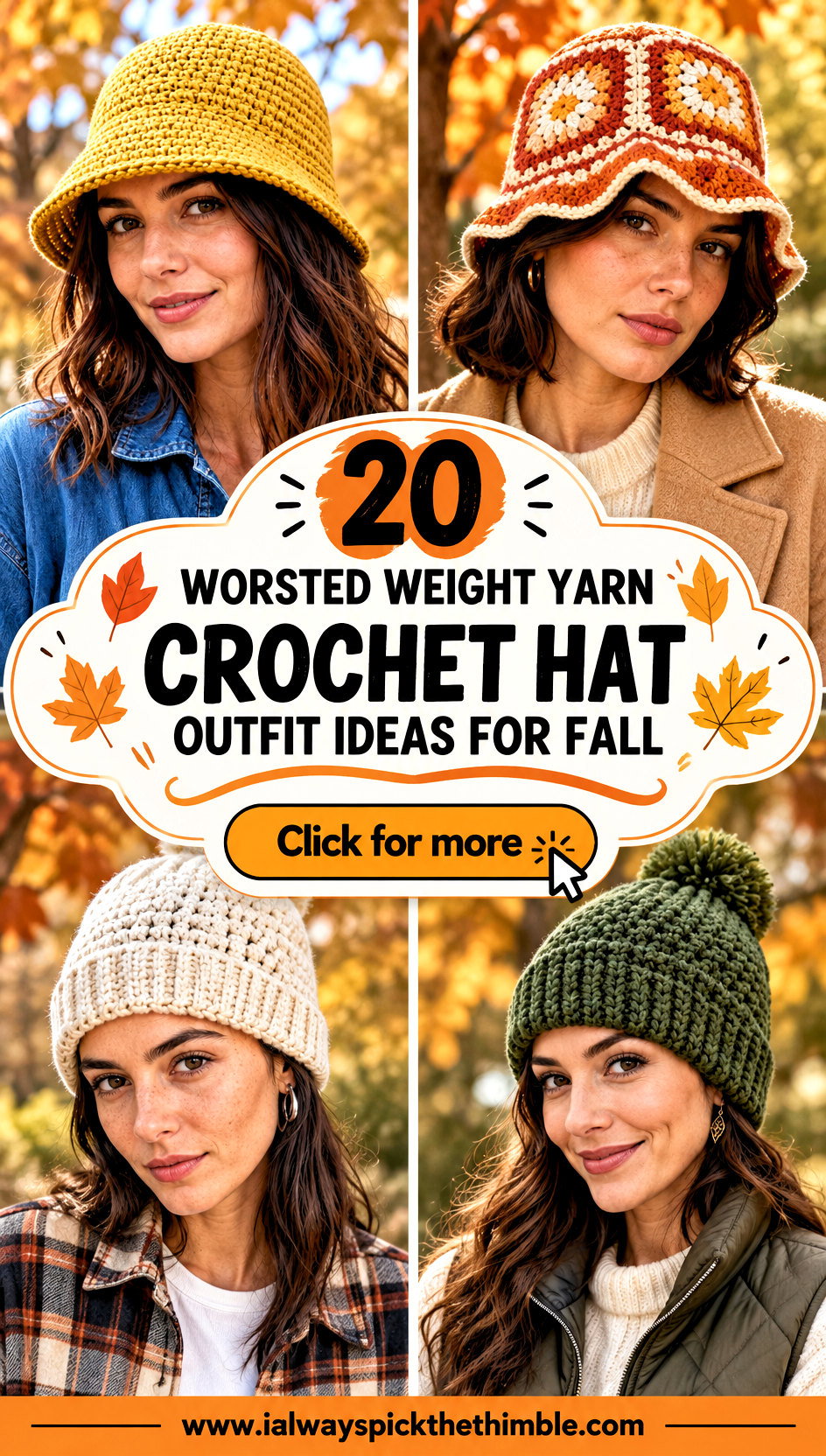 20 Worsted Weight Yarn Crochet Hat Outfit Ideas for Fall - 20 Worsted Weight Yarn Crochet Hat Outfit Ideas for Fall