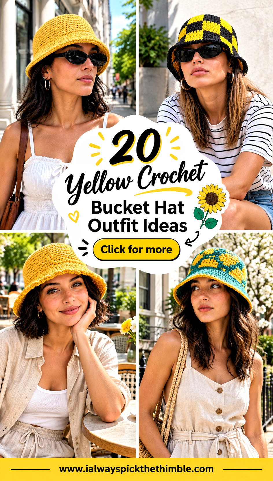 20 Yellow Crochet Bucket Hat Outfit Ideas for Sunny Days - 20 Yellow Crochet Bucket Hat Outfit Ideas for Sunny Days