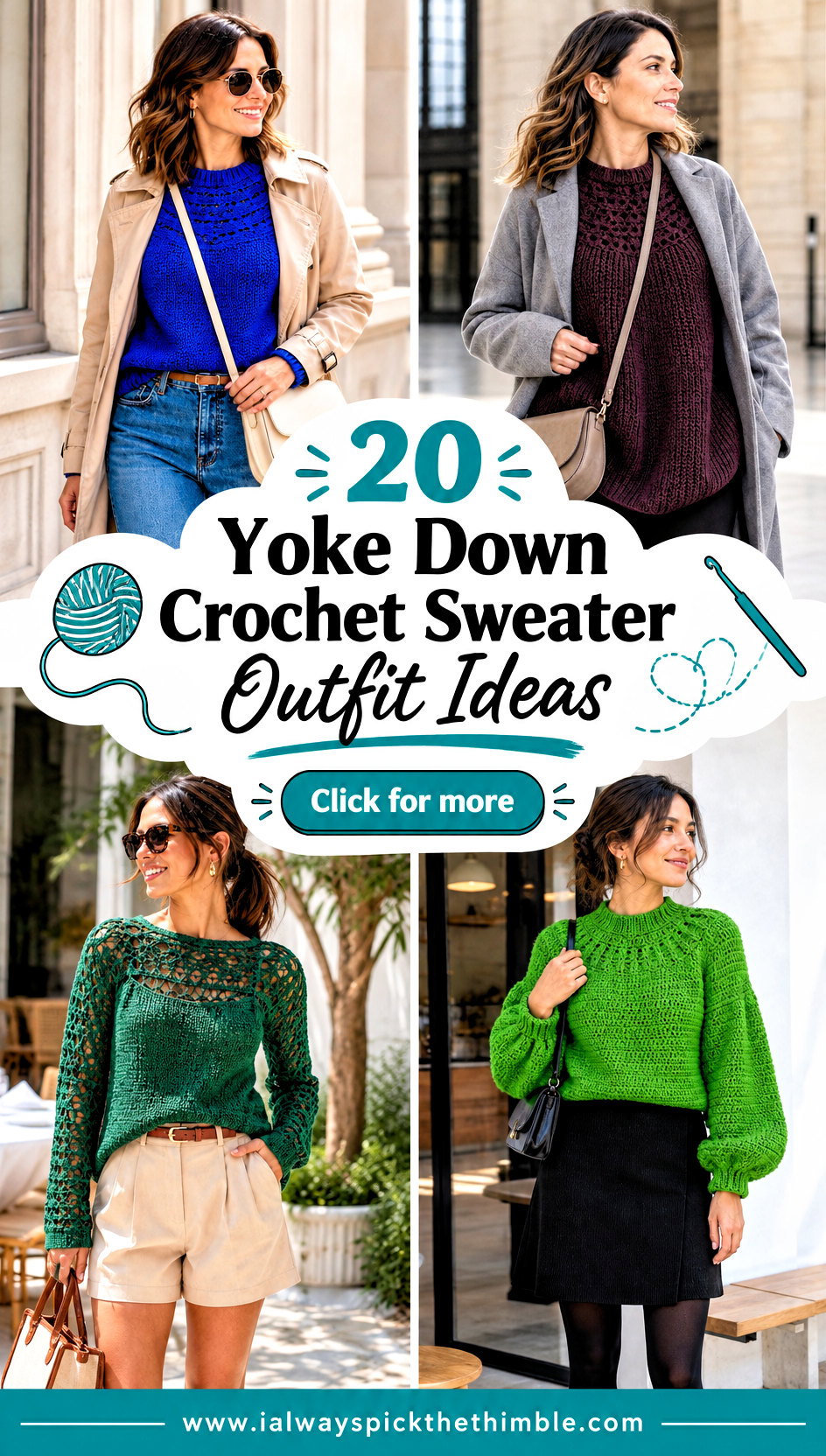 20 Yoke Down Crochet Sweater Outfit Ideas for Cool Days - 20 Yoke Down Crochet Sweater Outfit Ideas for Cool Days