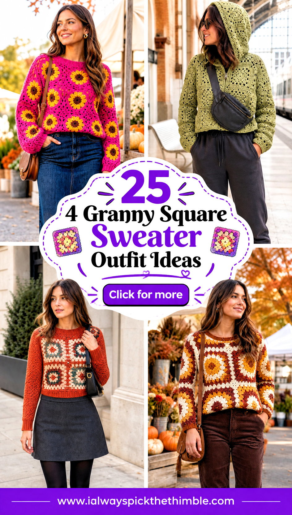 25 4 Granny Square Sweater Outfit Ideas for Casual Days - 25 4 Granny Square Sweater Outfit Ideas for Casual Days