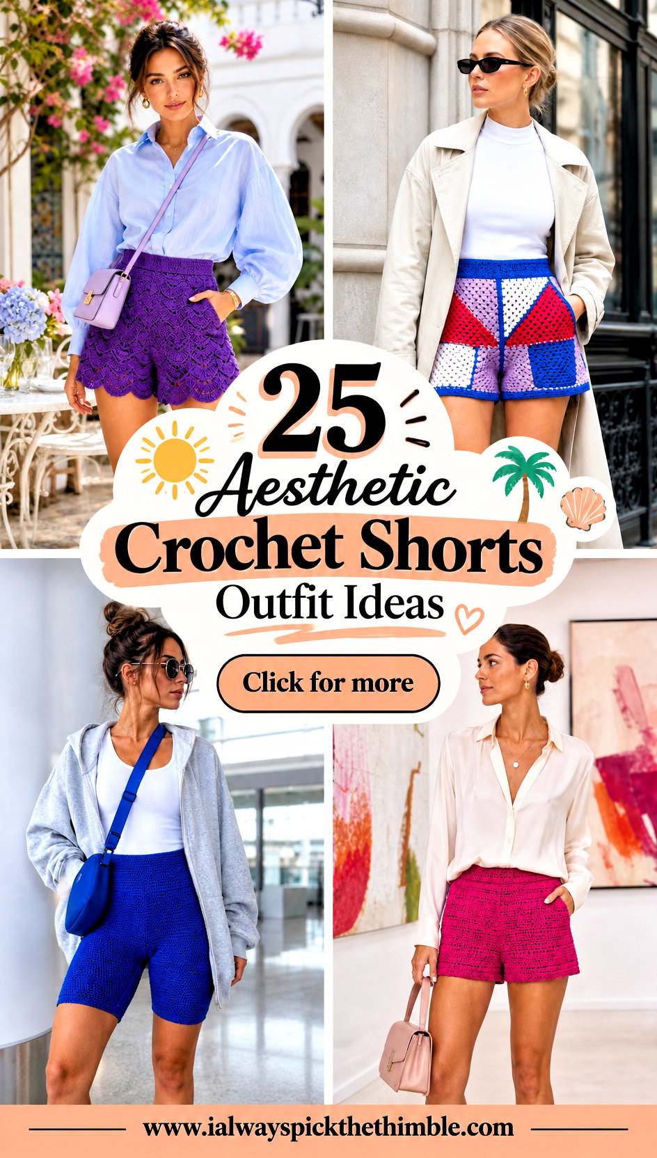 25 Aesthetic Crochet Shorts Outfit Ideas for Summer Trips - 25 Aesthetic Crochet Shorts Outfit Ideas for Summer Trips