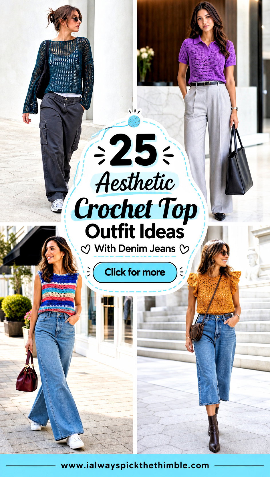 25 Aesthetic Crochet Top Outfit Ideas With Denim Jeans - 25 Aesthetic Crochet Top Outfit Ideas With Denim Jeans