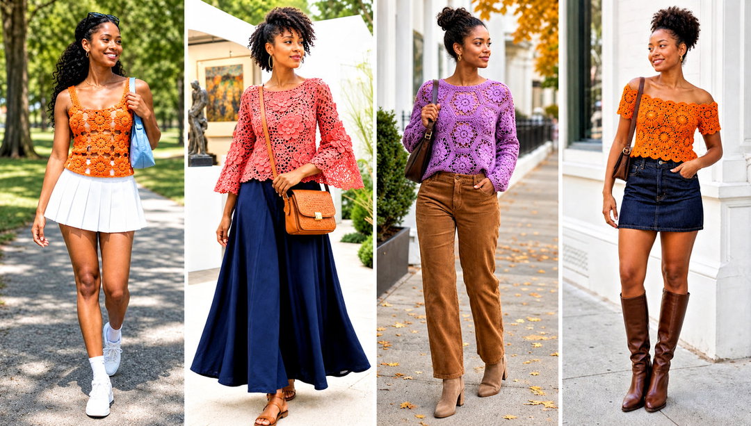 25 African Flower Crochet Top Outfit Ideas for Boho Style