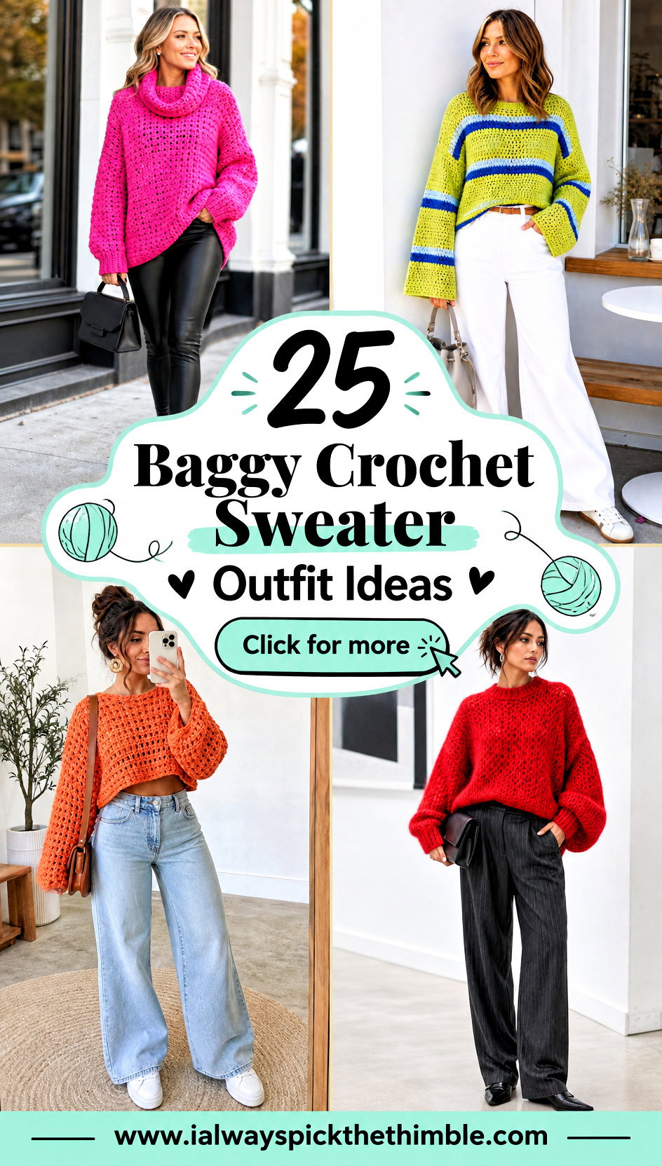 25 Baggy Crochet Sweater Outfit Ideas With Relaxed Fits - 25 Baggy Crochet Sweater Outfit Ideas With Relaxed Fits