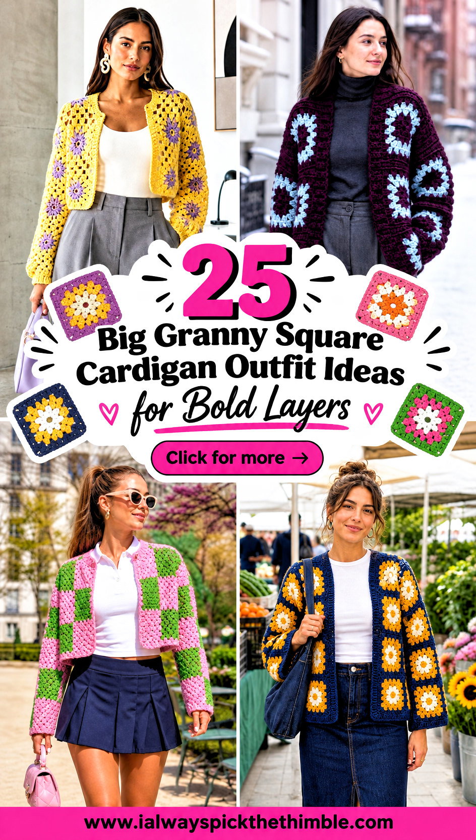 25 Big Granny Square Cardigan Outfit Ideas for Bold Layers - 25 Big Granny Square Cardigan Outfit Ideas for Bold Layers