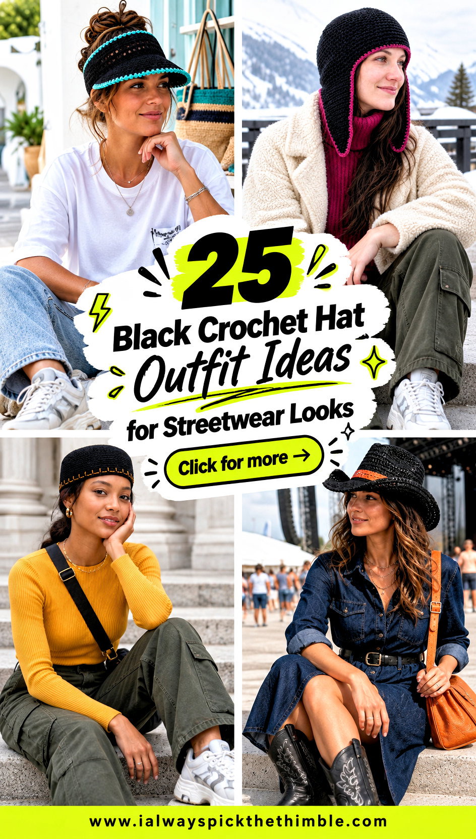 25 Black Crochet Hat Outfit Ideas for Streetwear Looks - 25 Black Crochet Hat Outfit Ideas for Streetwear Looks