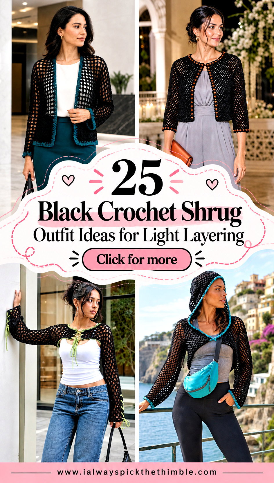 25 Black Crochet Shrug Outfit Ideas for Light Layering - 25 Black Crochet Shrug Outfit Ideas for Light Layering