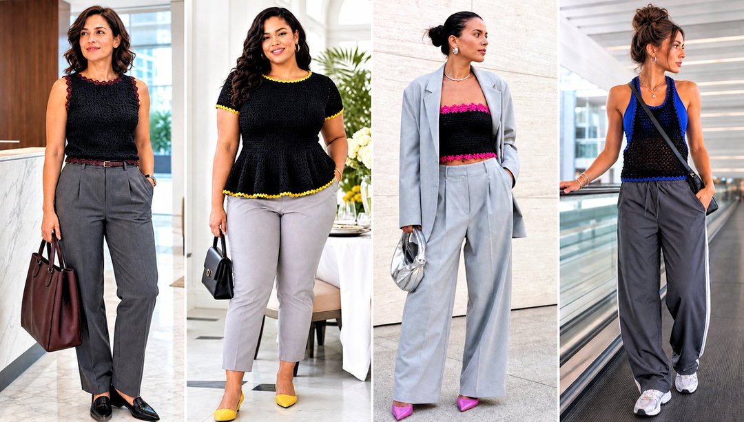 25 Black Crochet Top Outfit Ideas for Day-to-Night Style