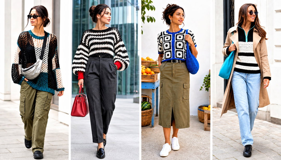 25 Black and White Crochet Sweater Outfit Ideas for Winter
