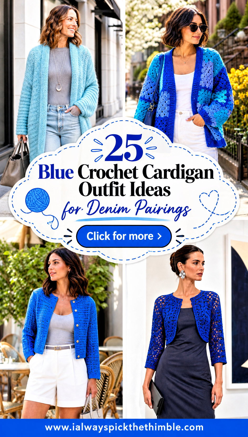 25 Blue Crochet Cardigan Outfit Ideas for Denim Pairings - 25 Blue Crochet Cardigan Outfit Ideas for Denim Pairings