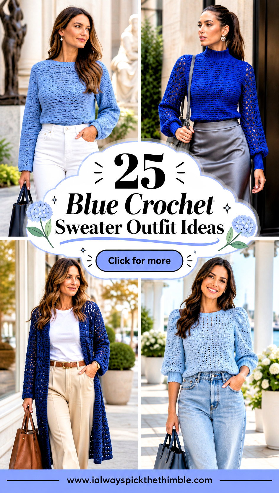 25 Blue Crochet Sweater Outfit Ideas for Cool Spring Days - 25 Blue Crochet Sweater Outfit Ideas for Cool Spring Days