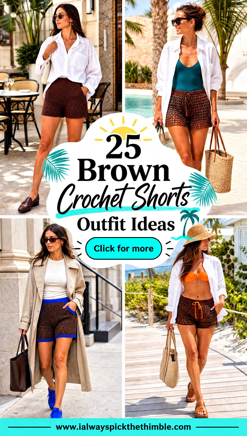 25 Brown Crochet Shorts Outfit Ideas for Summer Getaways - 25 Brown Crochet Shorts Outfit Ideas for Summer Getaways