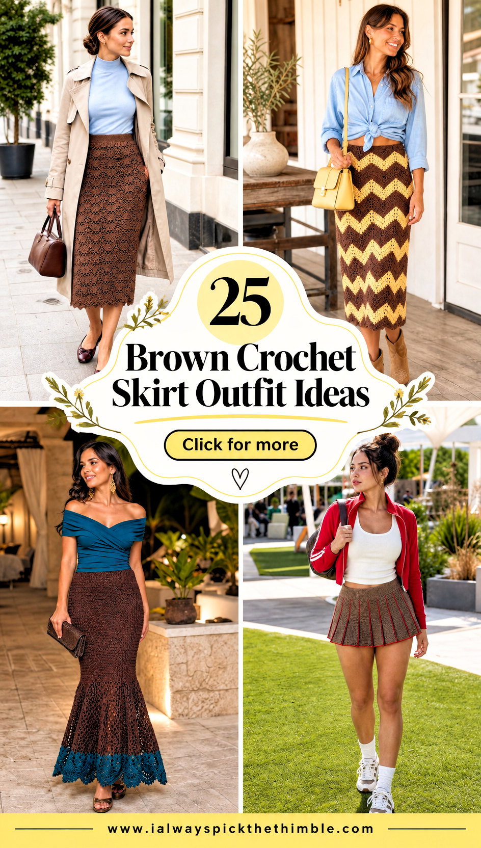 25 Brown Crochet Skirt Outfit Ideas for Neutral Summer Looks - 25 Brown Crochet Skirt Outfit Ideas for Neutral Summer Looks