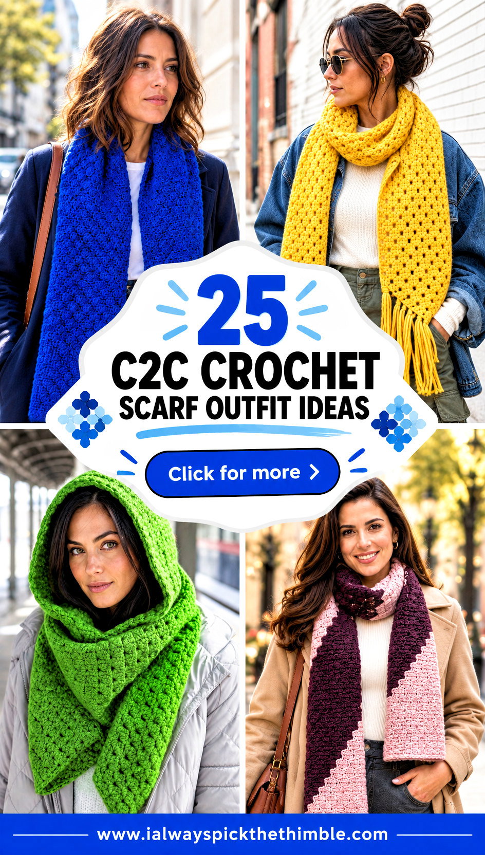 25 C2C Crochet Scarf Outfit Ideas for Colorful Layering - 25 C2C Crochet Scarf Outfit Ideas for Colorful Layering