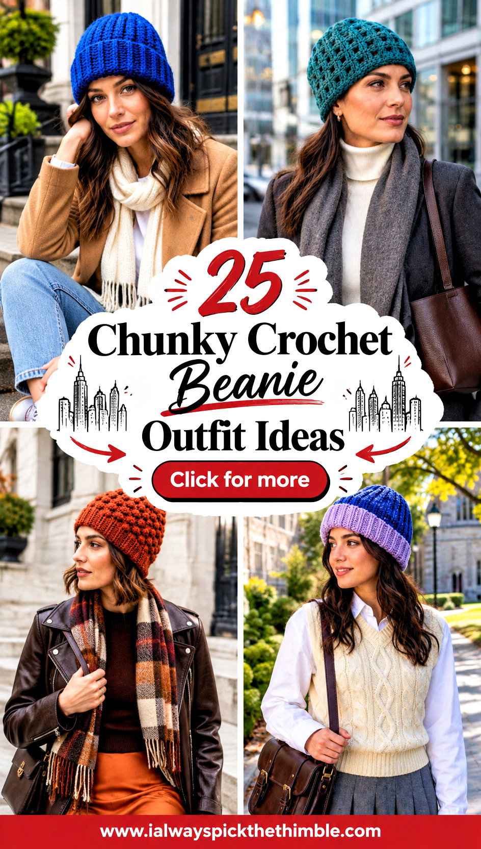 25 Chunky Crochet Beanie Outfit Ideas for Cold City Days - 25 Chunky Crochet Beanie Outfit Ideas for Cold City Days