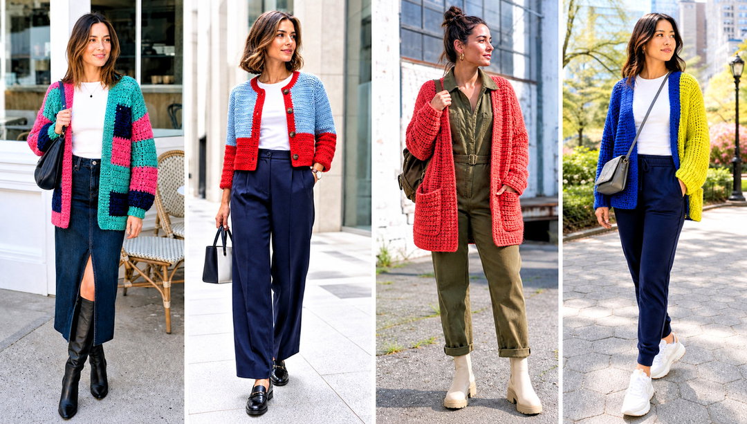 25 Chunky Crochet Cardigan Outfit Ideas for Weekend Comfort