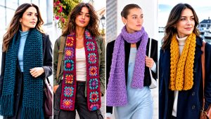 25 Chunky Crochet Scarf Outfit Ideas for Winter Walks