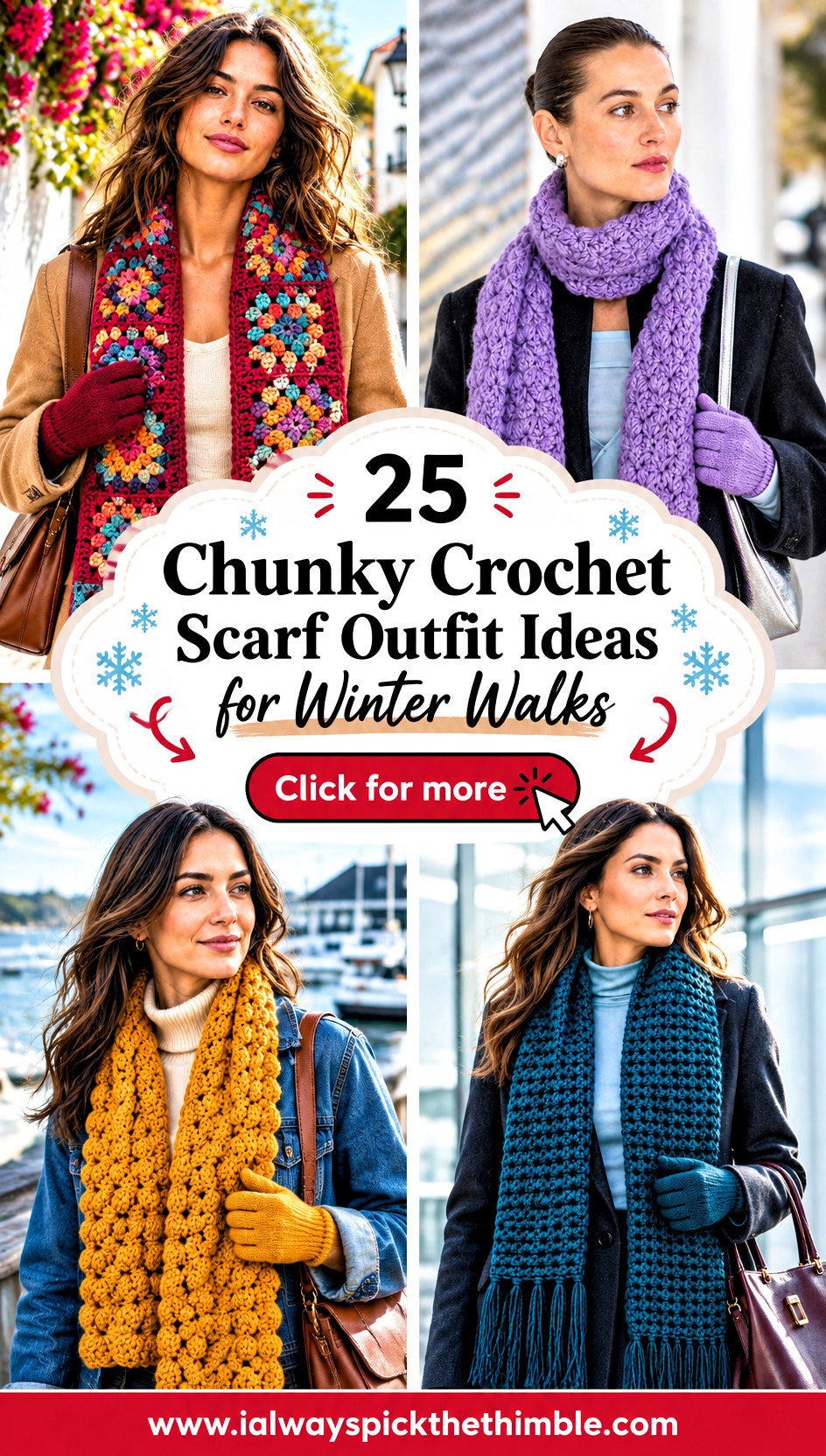 25 Chunky Crochet Scarf Outfit Ideas for Winter Walks - 25 Chunky Crochet Scarf Outfit Ideas for Winter Walks