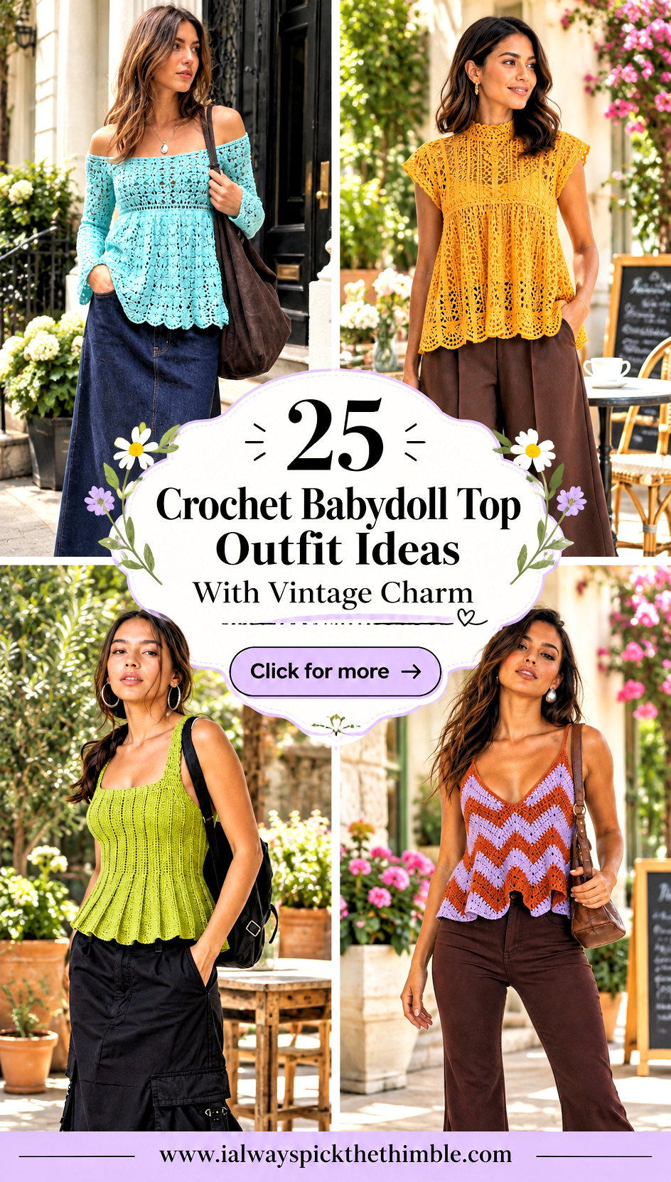 25 Crochet Babydoll Top Outfit Ideas With Vintage Charm - 25 Crochet Babydoll Top Outfit Ideas With Vintage Charm