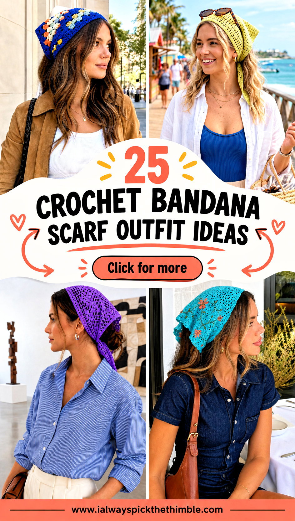 25 Crochet Bandana Scarf Outfit Ideas for Sunny Days - 25 Crochet Bandana Scarf Outfit Ideas for Sunny Days
