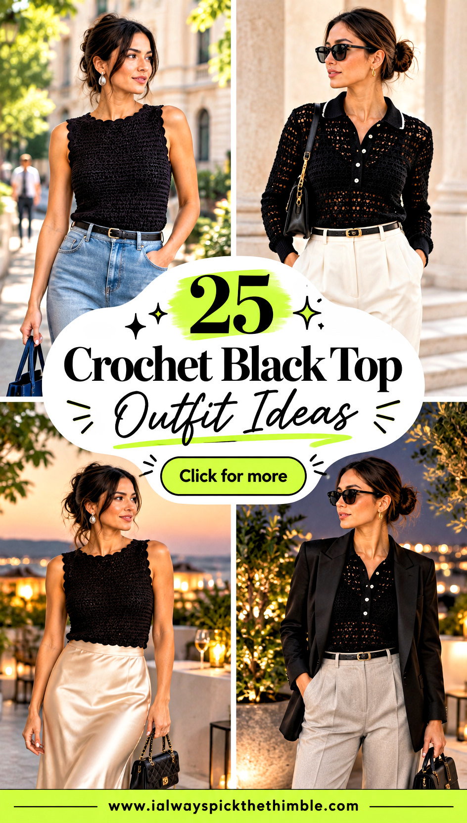 25 Crochet Black Top Outfit Ideas for Day-to-Night Wear - 25 Crochet Black Top Outfit Ideas for Day-to-Night Wear