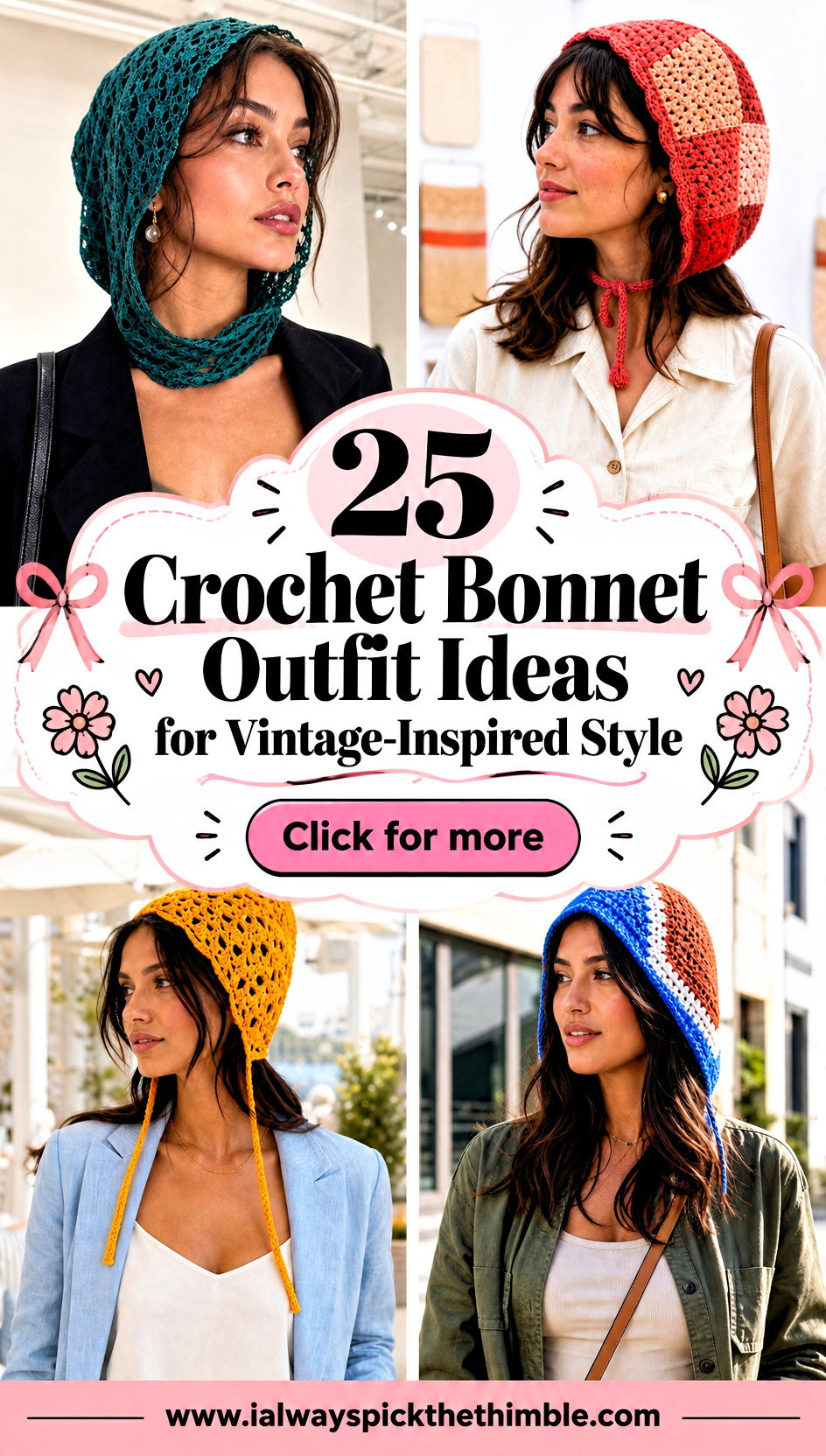 25 Crochet Bonnet Outfit Ideas for Vintage-Inspired Style - 25 Crochet Bonnet Outfit Ideas for Vintage-Inspired Style