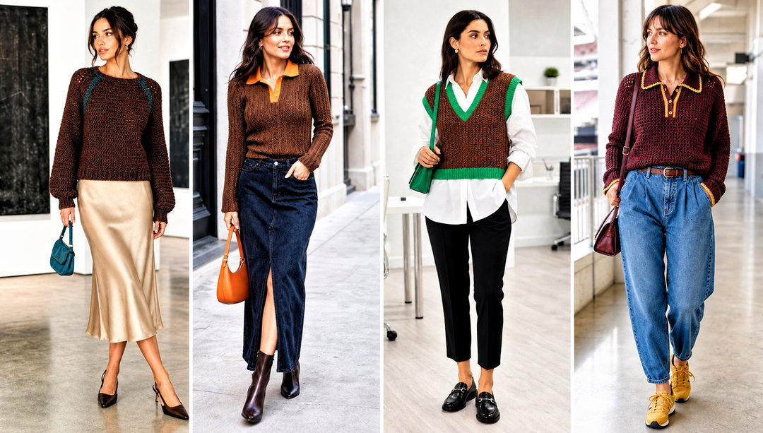 25 Crochet Brown Sweater Outfit Ideas for Earthy Layers