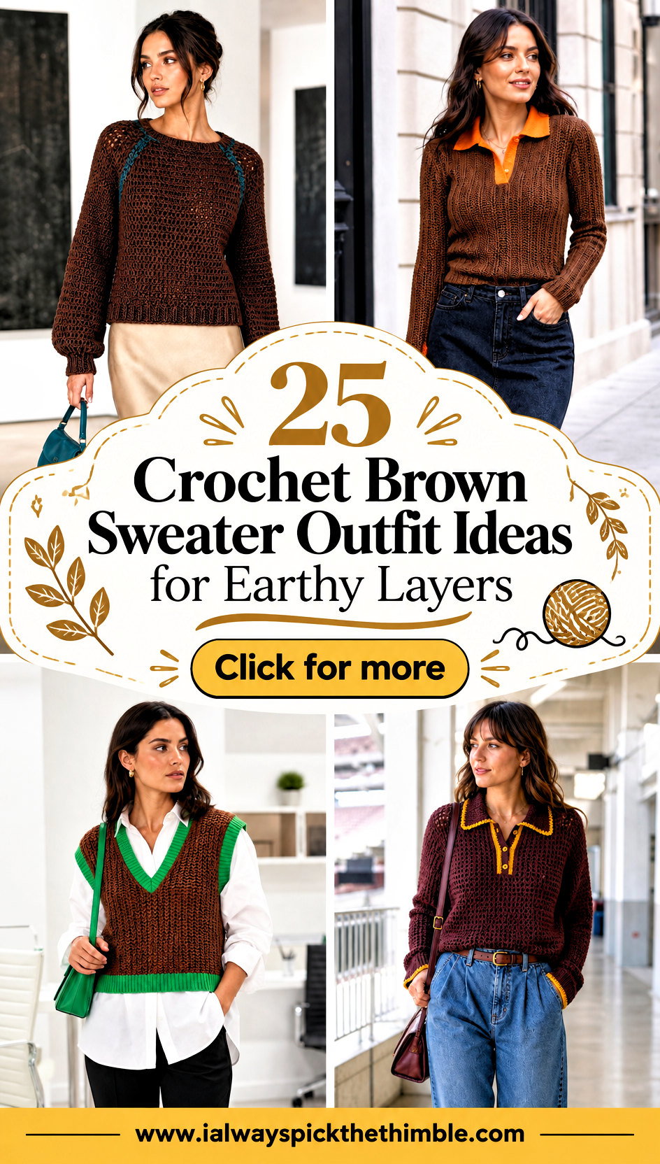 25 Crochet Brown Sweater Outfit Ideas for Earthy Layers - 25 Crochet Brown Sweater Outfit Ideas for Earthy Layers