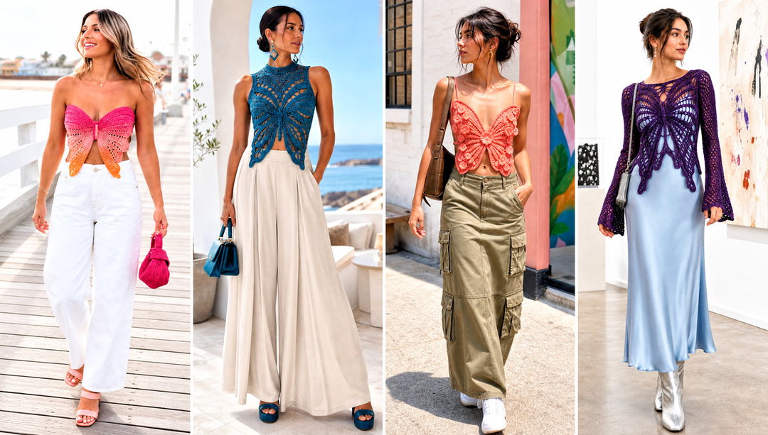 25 Crochet Butterfly Top Outfit Ideas for Summer Days