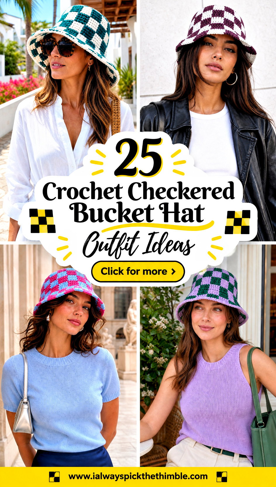 25 Crochet Checkered Bucket Hat Outfit Ideas for Sunny Days - 25 Crochet Checkered Bucket Hat Outfit Ideas for Sunny Days