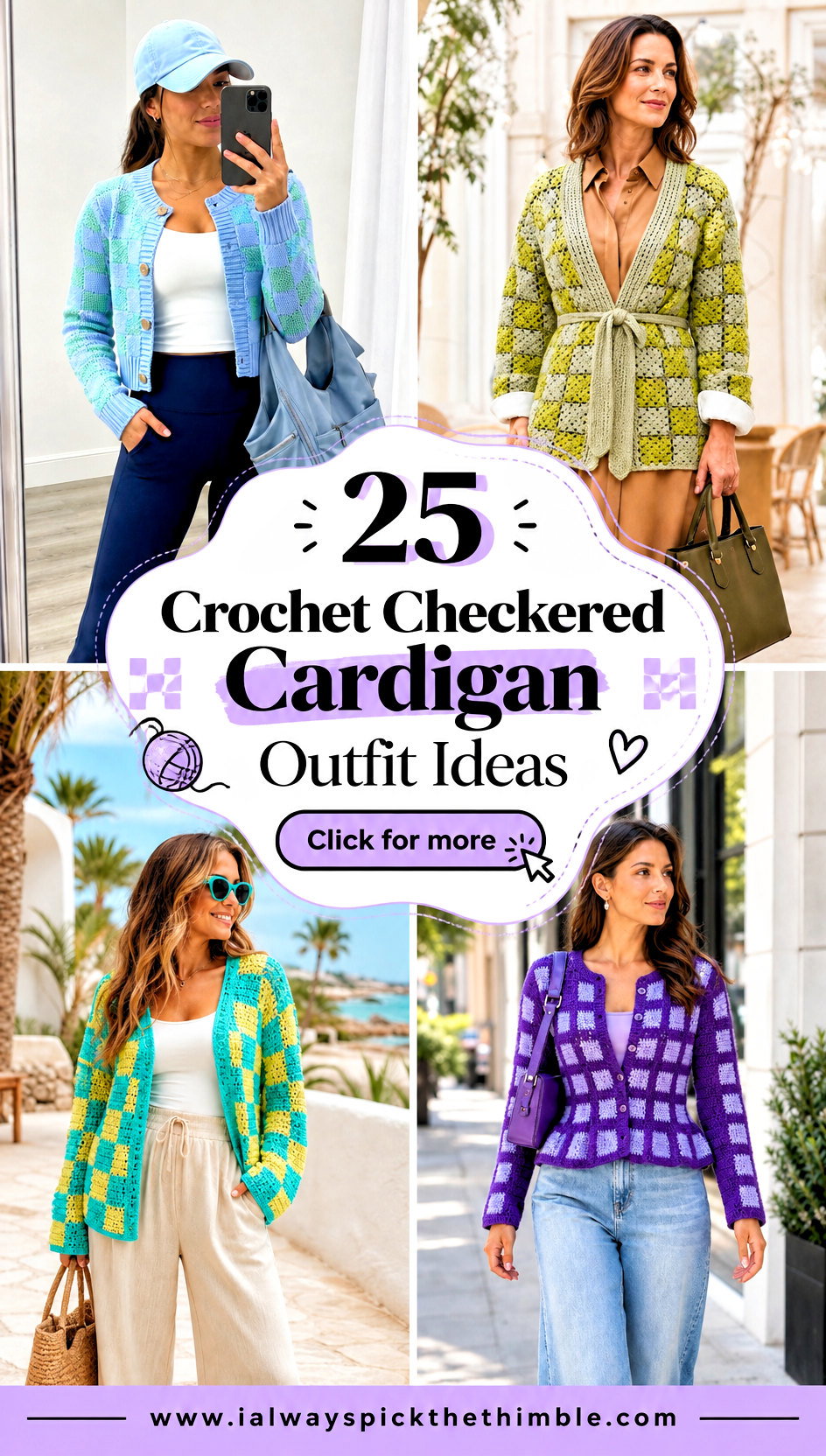 25 Crochet Checkered Cardigan Outfit Ideas for Easy Layers - 25 Crochet Checkered Cardigan Outfit Ideas for Easy Layers