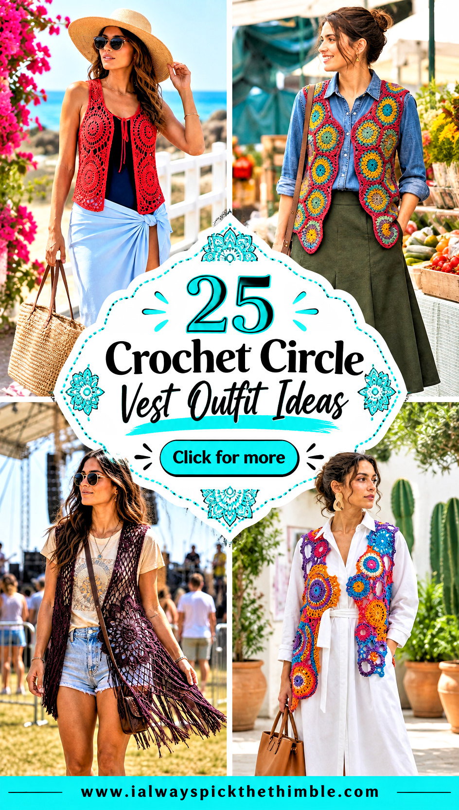 25 Crochet Circle Vest Outfit Ideas for Boho Layering - 25 Crochet Circle Vest Outfit Ideas for Boho Layering