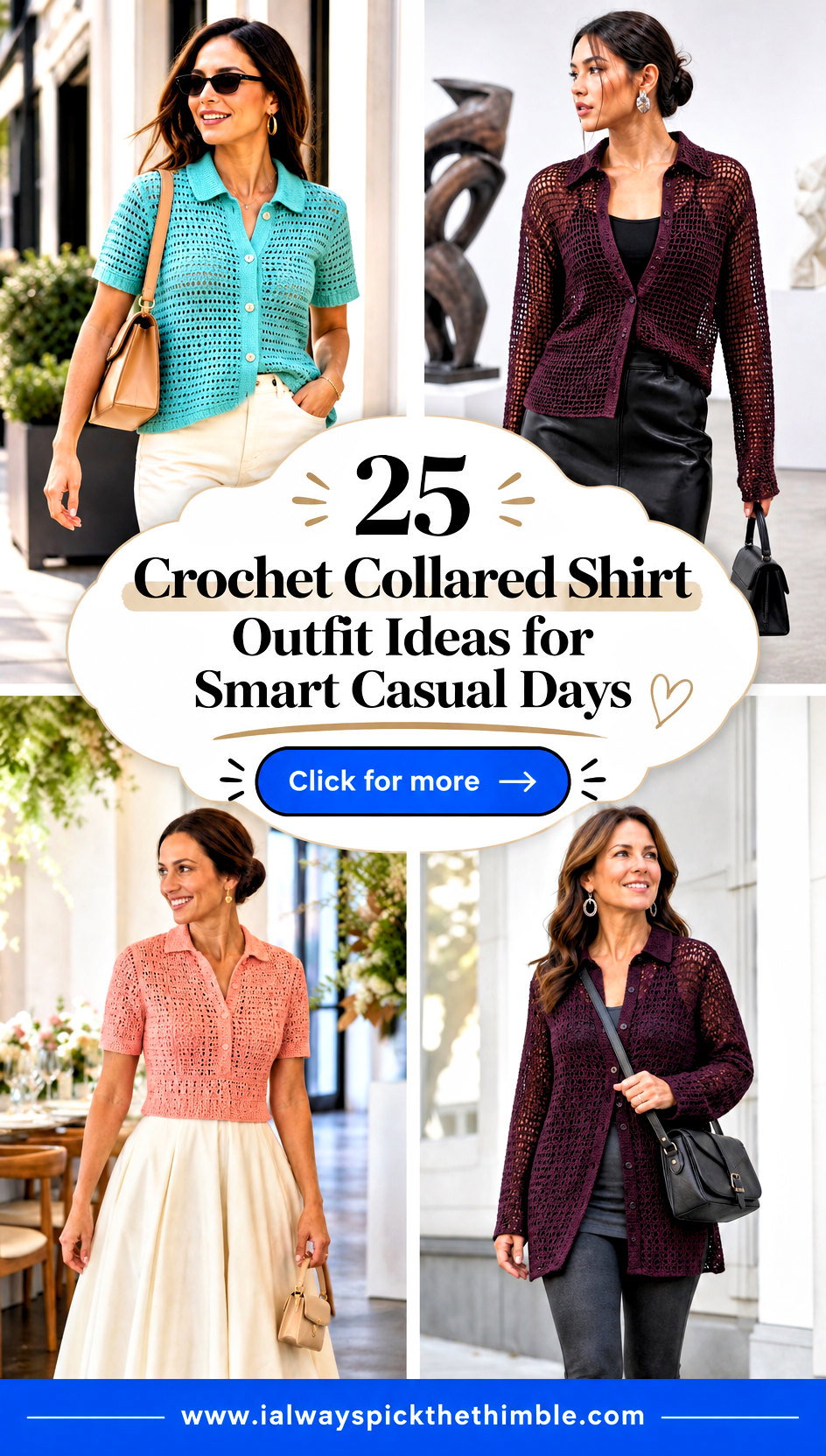 25 Crochet Collared Shirt Outfit Ideas for Smart Casual Days - 25 Crochet Collared Shirt Outfit Ideas for Smart Casual Days