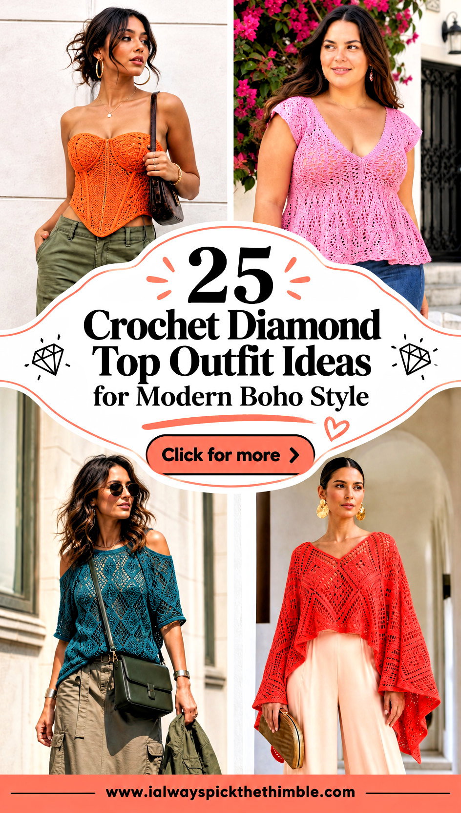 25 Crochet Diamond Top Outfit Ideas for Modern Boho Style - 25 Crochet Diamond Top Outfit Ideas for Modern Boho Style