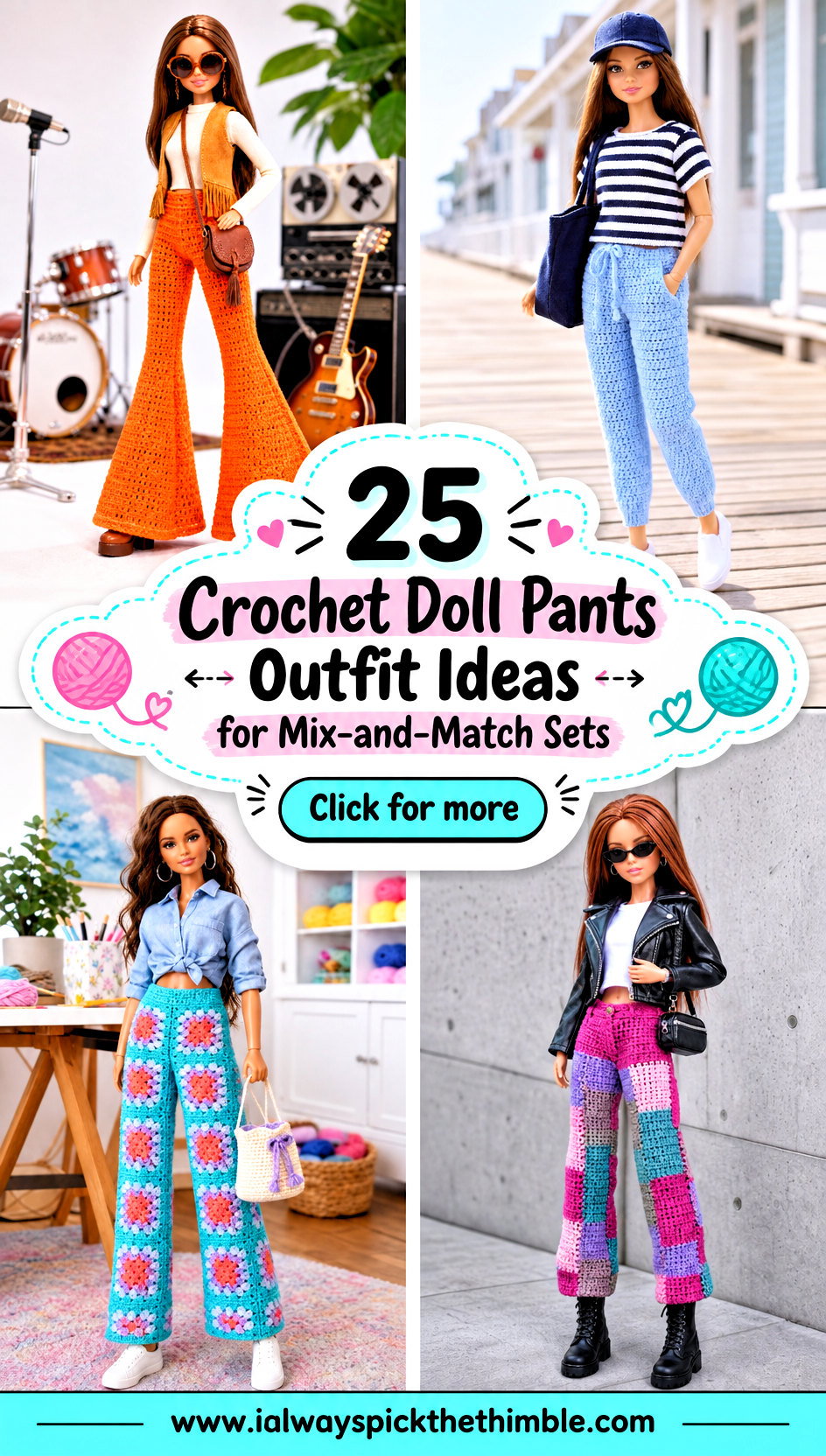 25 Crochet Doll Pants Outfit Ideas for Mix-and-Match Sets - 25 Crochet Doll Pants Outfit Ideas for Mix-and-Match Sets
