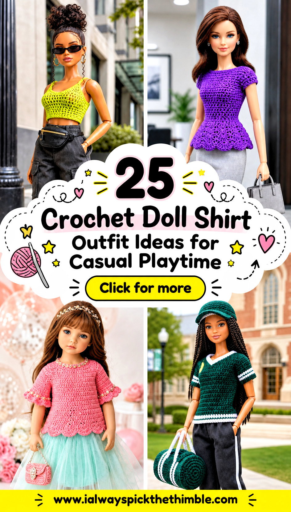 25 Crochet Doll Shirt Outfit Ideas for Casual Playtime - 25 Crochet Doll Shirt Outfit Ideas for Casual Playtime