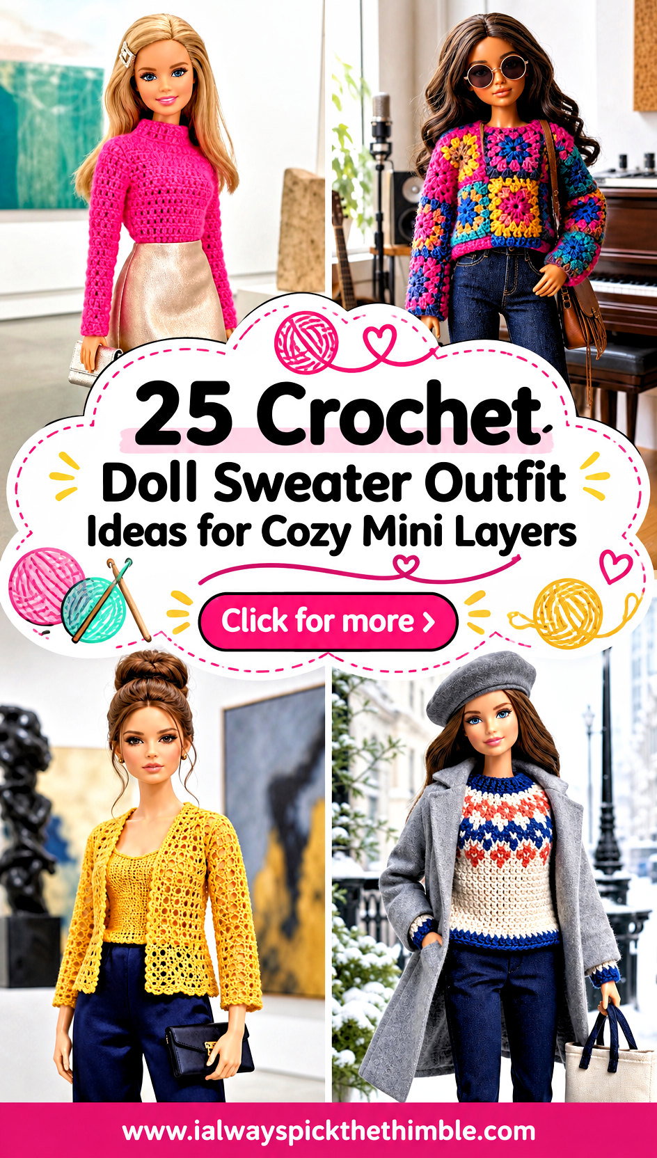 25 Crochet Doll Sweater Outfit Ideas for Cozy Mini Layers - 25 Crochet Doll Sweater Outfit Ideas for Cozy Mini Layers