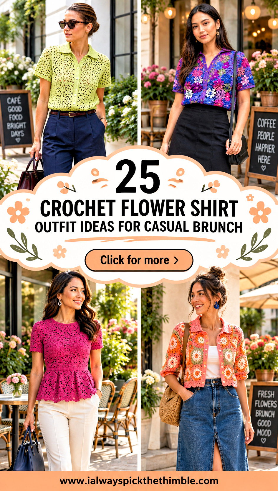 25 Crochet Flower Shirt Outfit Ideas for Casual Brunch - 25 Crochet Flower Shirt Outfit Ideas for Casual Brunch